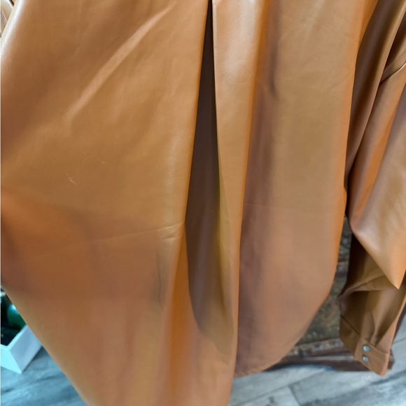 Anthropologie brown Faux Leather Shirt XL - Picture 4 of 12